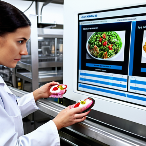 **Prompt 1: Advanced Food Safety Operations**
    "A vibrant, meticulously clean food manufacturing facility where human expertise meets cutting-edge technology. A focused food hygiene professional in a crisp uniform diligently monitors machinery, while in the background, sleek IoT sensors glow softly on equipment, and dynamic, translucent screens display real-time data and AI-driven predictive insights. The scene emphasizes precision, vigilance, and proactive risk prevention, conveying a seamless integration of human care and smart technology for ultimate food safety. Professional lighting, high detail, futuristic yet grounded."